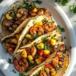 Incredible Quick Poblano Pineapple Shrimp Tacos with pineapple salsa and creamy ranch.