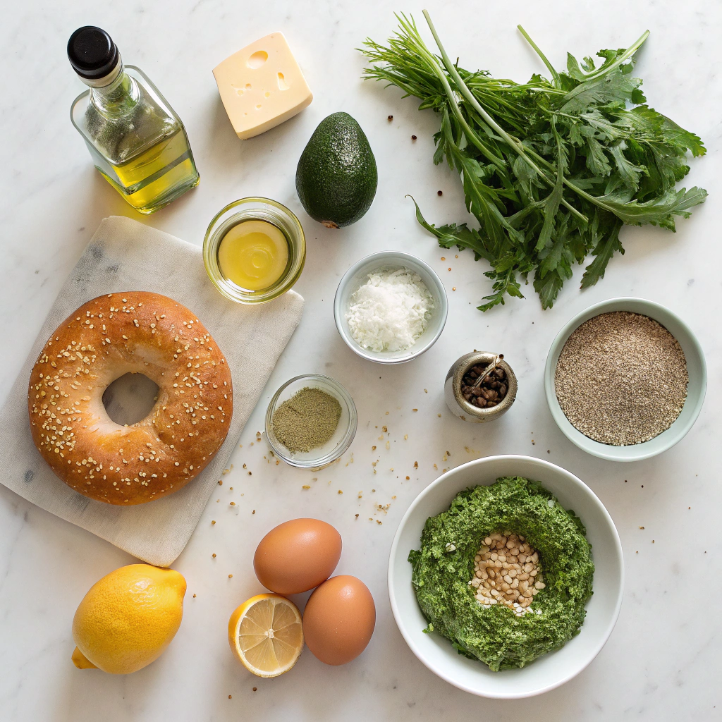 Crispy Parmesan and Pesto Egg in a Bagel