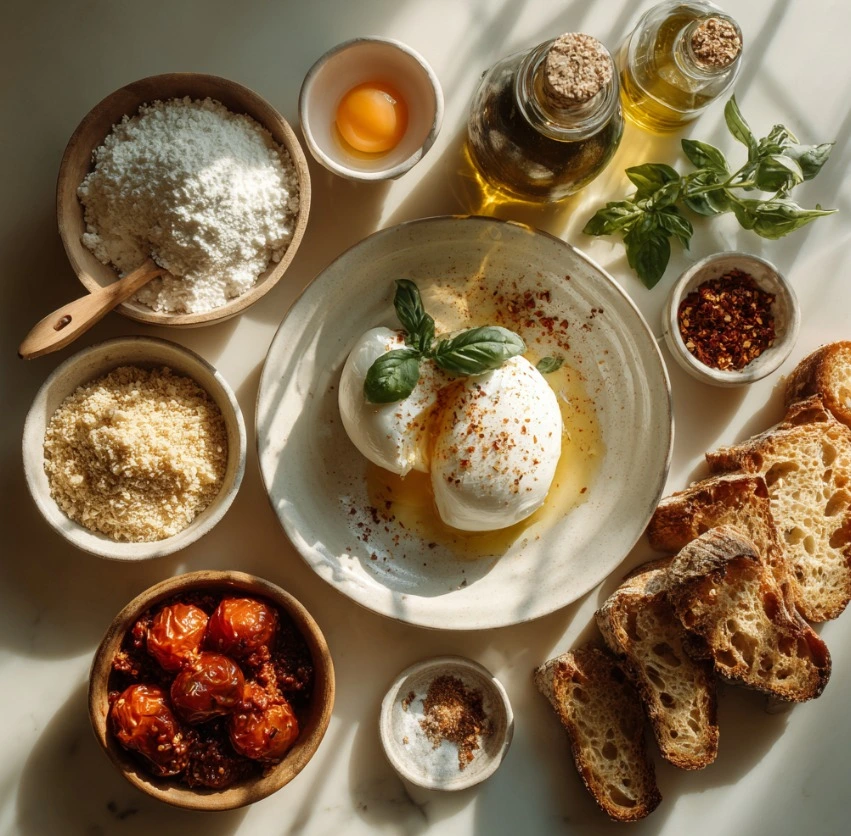 ingredients for Crispy Burrata ingredients for ingredients for Crispy Burrata