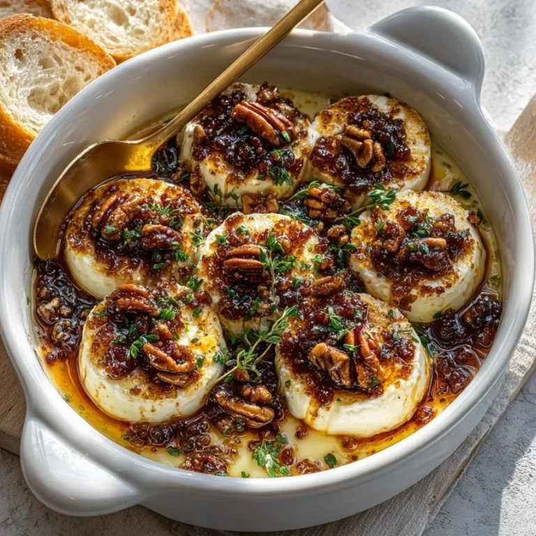Delicious Baked Goat Cheese with Fig Jam, Pecans, and Sage.