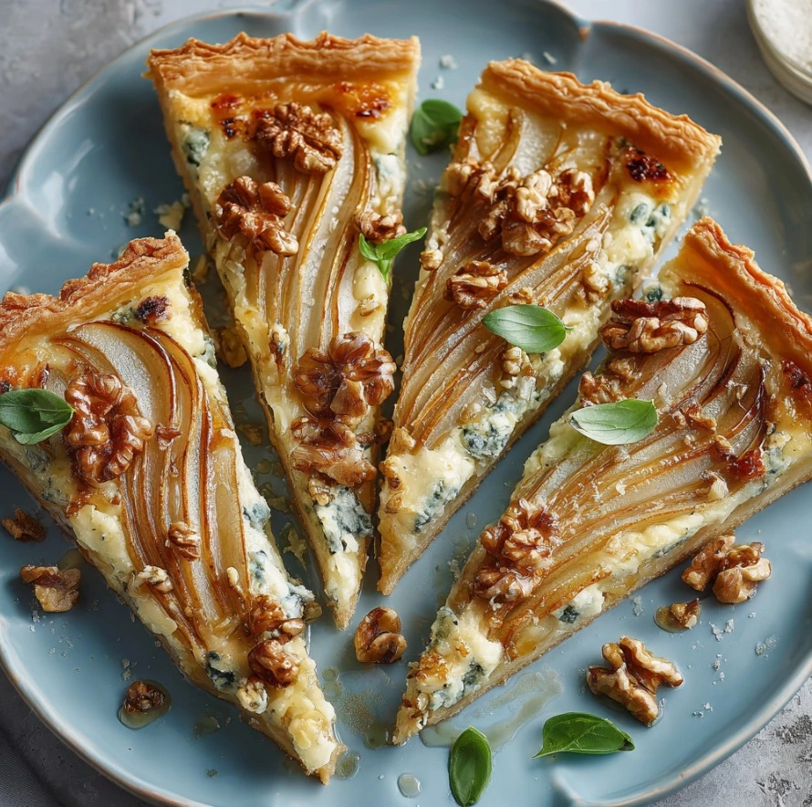 Gorgonzola, Pear and Walnut Tart.