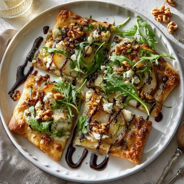Pear Gorgonzola and Walnut Flatbread