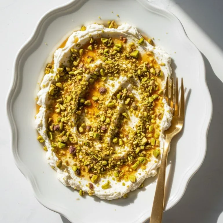 Delicious Boursin Appetizer with Pistachios and Honey.