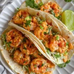Deliciously Easy Bang Bang Shrimp Tacos with creamy Bang Bang sauce and slaw.