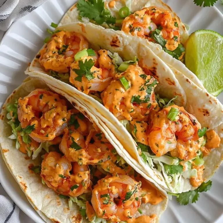Deliciously Easy Bang Bang Shrimp Tacos with creamy Bang Bang sauce and slaw.