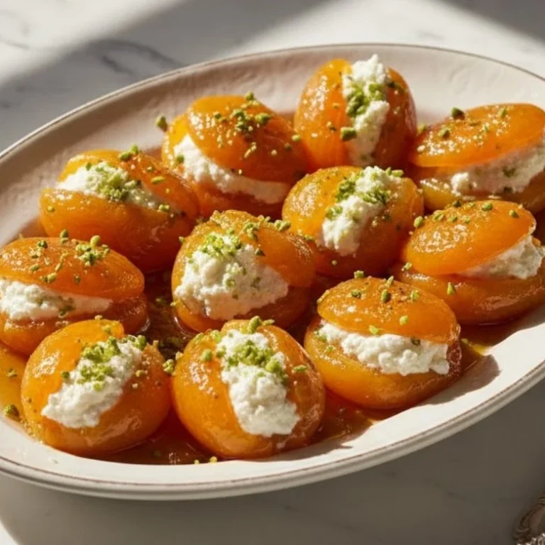 Delicious Kuru Kayısı Tatlısı Turkish Poached Apricots with Ricotta.