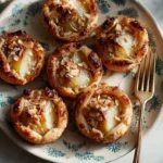 Delicious Mini Pear Almond Galette with flaky crust and vanilla ice cream.