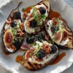 Incredible Roasted Eggplants with Figs, Ricotta and Yuzu Sauce.