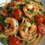 Prawn Pasta with Garlic & Cherry Tomatoes