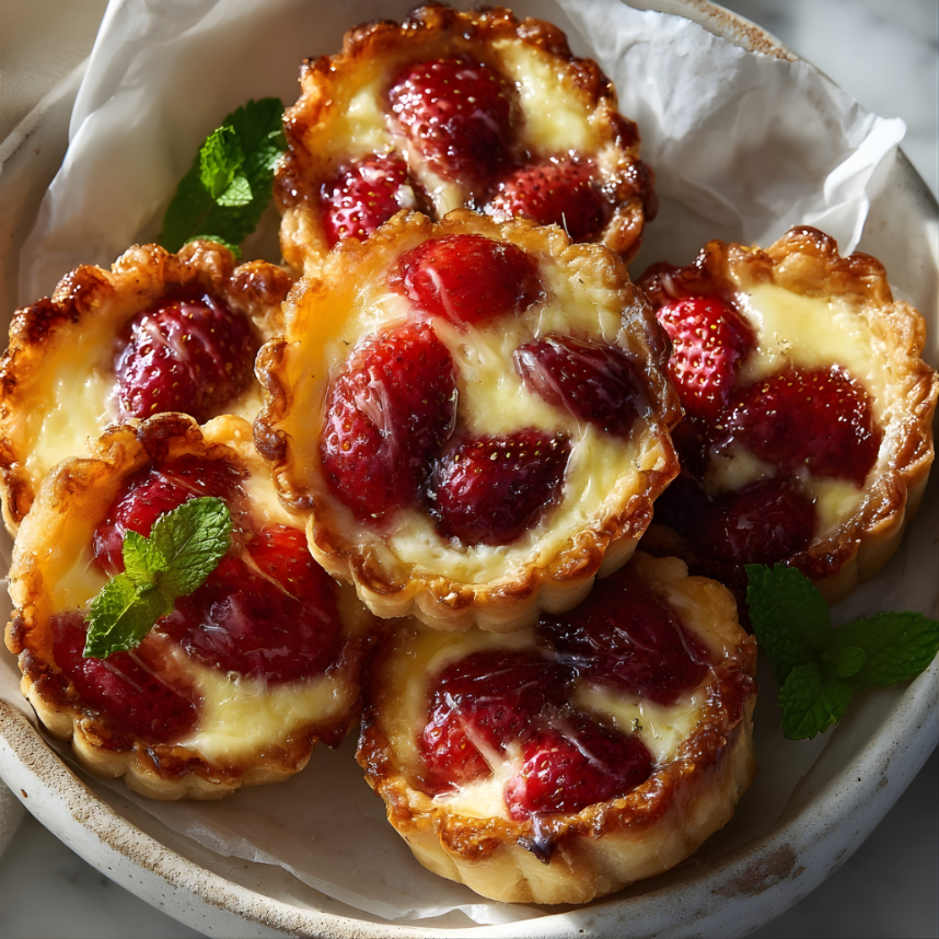 Strawberry Honey Custard Tarts