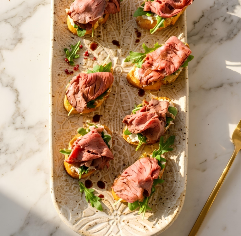 Arugula and Steak Crostini