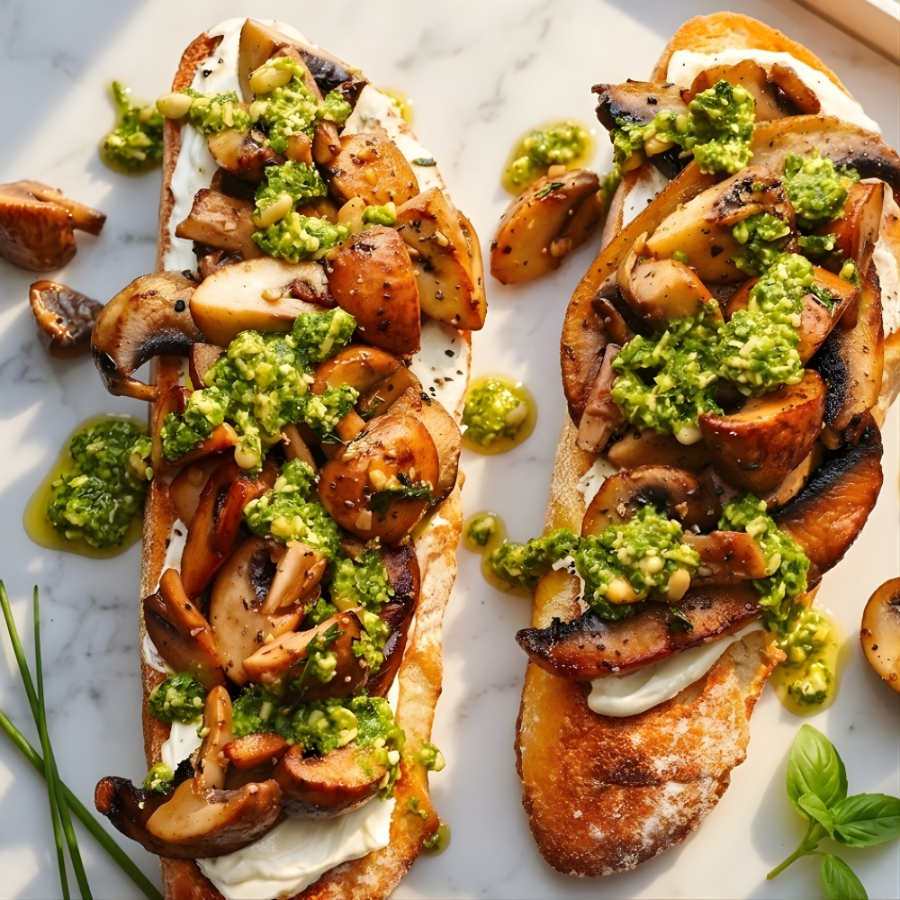Garlic Mushroom & Goat Cheese Toast