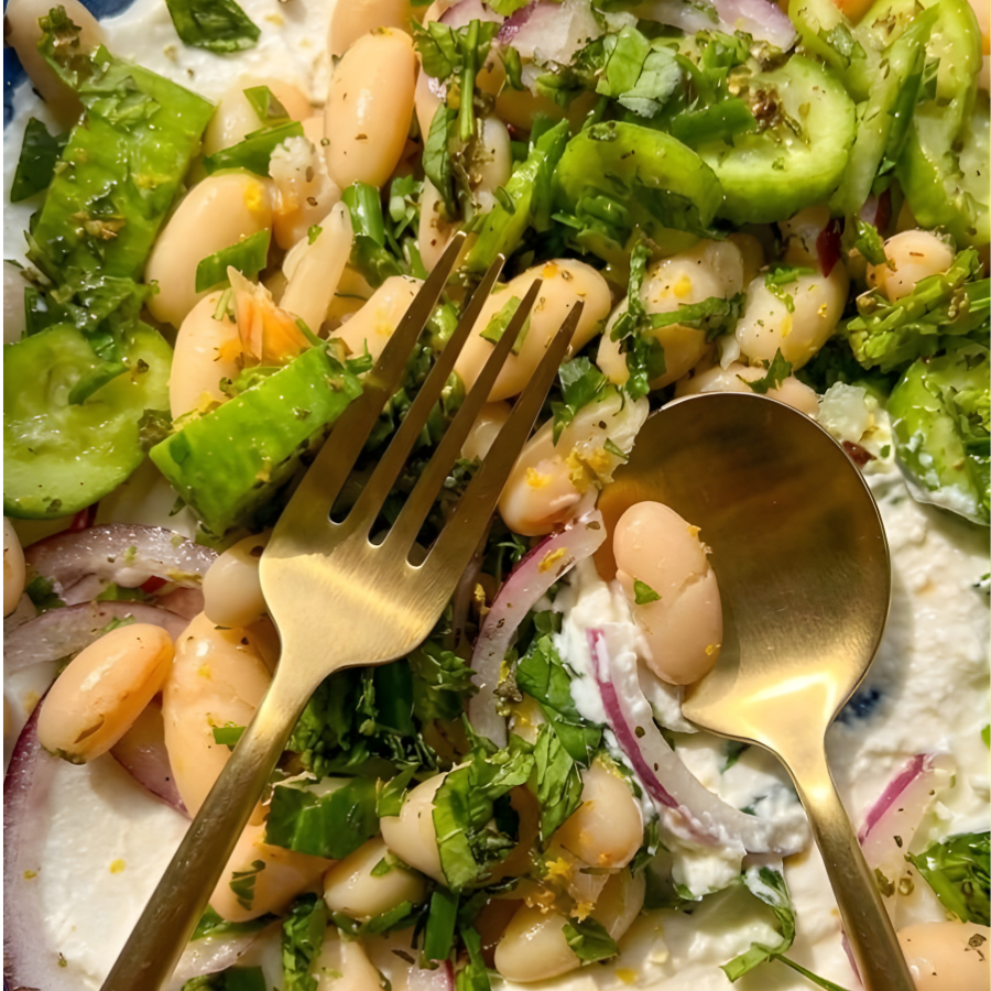 White Bean & Cucumber Salad with Ricotta