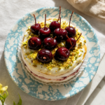Brie Cake with Whipped Cherry Brie and Pistachios