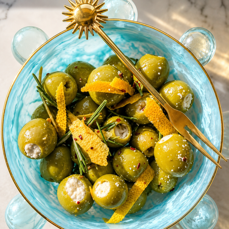 Feta Stuffed Marinated Olives