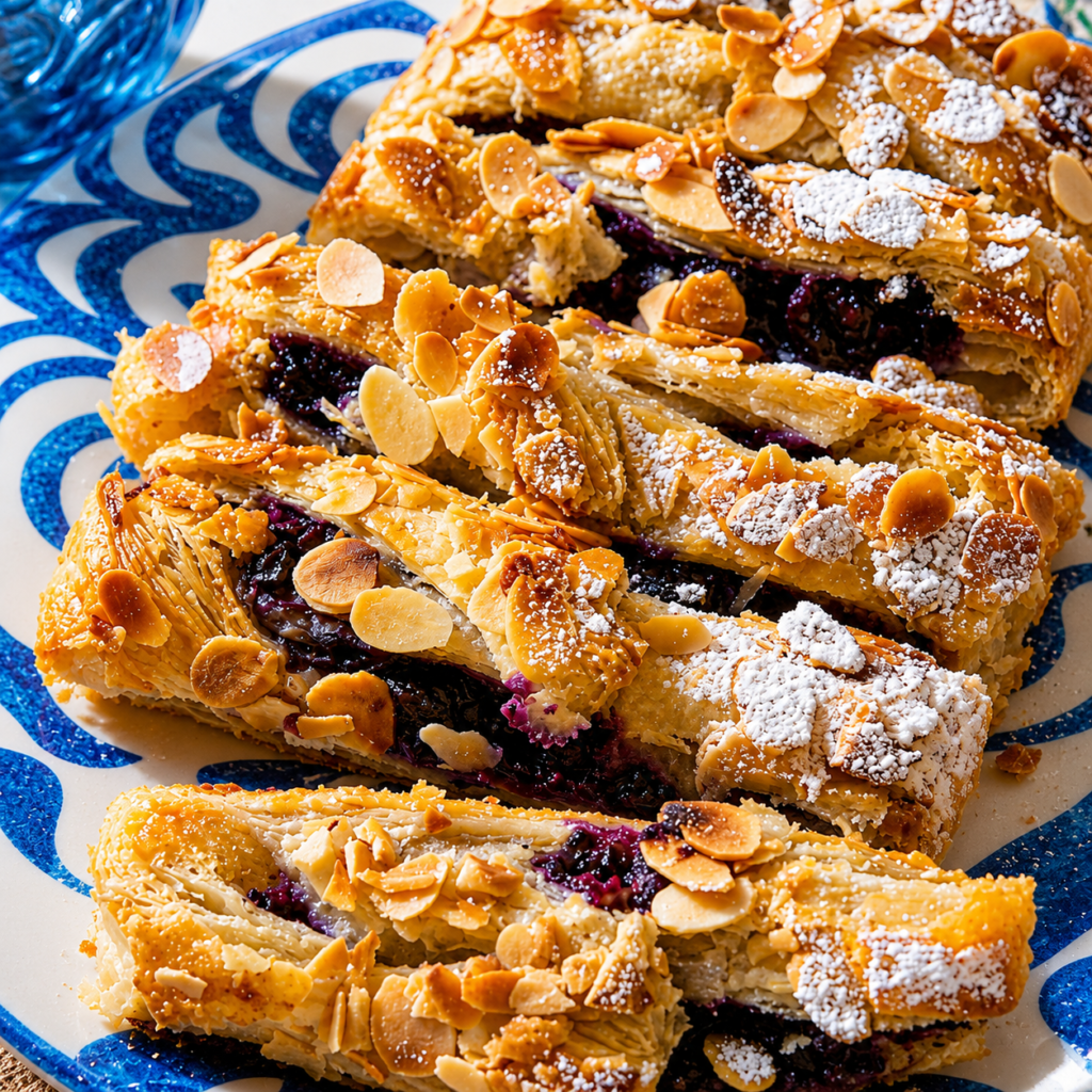 Puff Pastry with Almond Filling and Fresh Blueberries