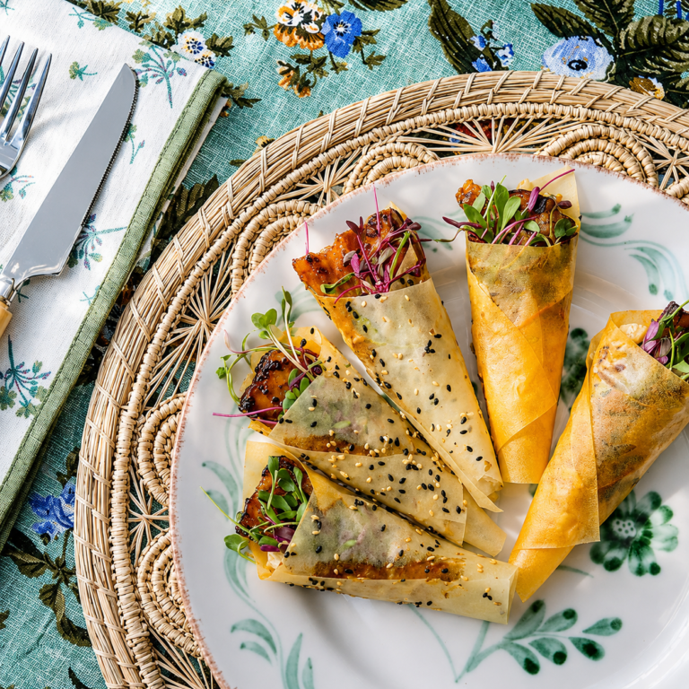 Spicy Marinated Chicken Hand Rolls