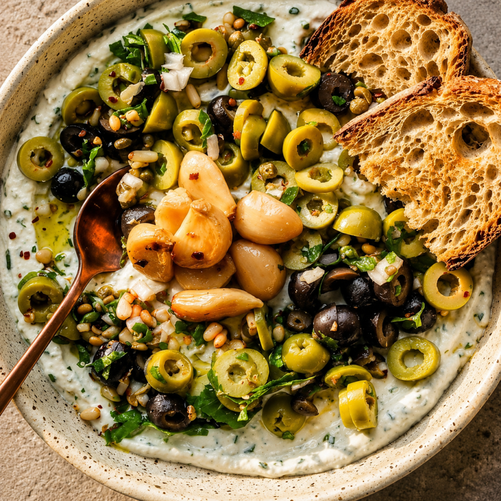 Garlic Confit Olive & Yogurt Dip