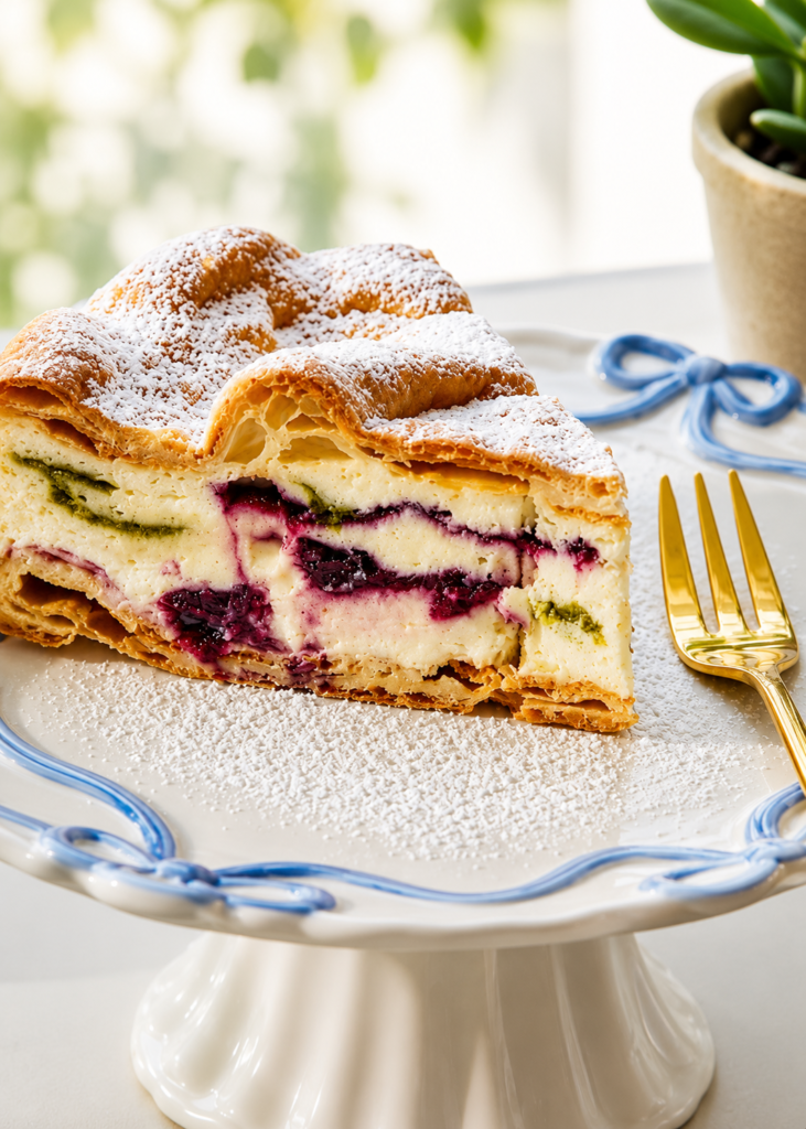 Sour Cherry & Pistachio Éclair Cake