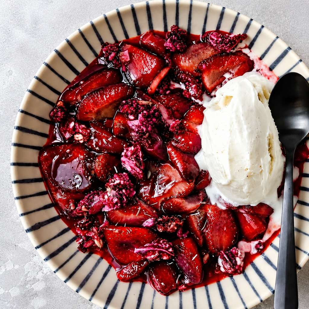 Balsamic Roasted Strawberry Vanilla Ice Cream