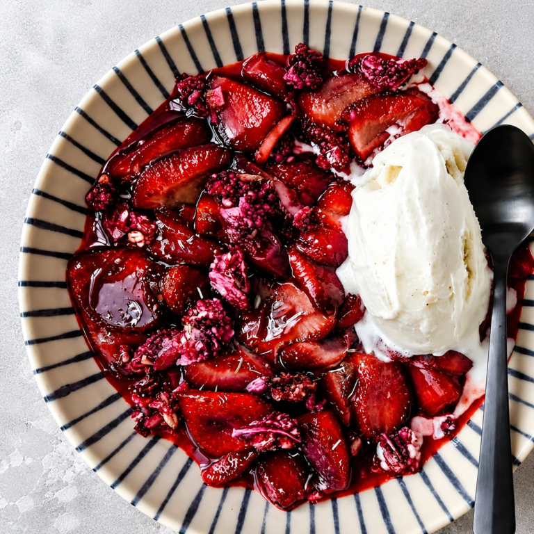 Balsamic Roasted Strawberry Vanilla Ice Cream