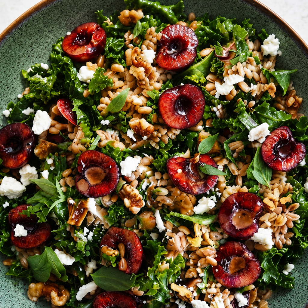 Cherry Kale Salad with Farro