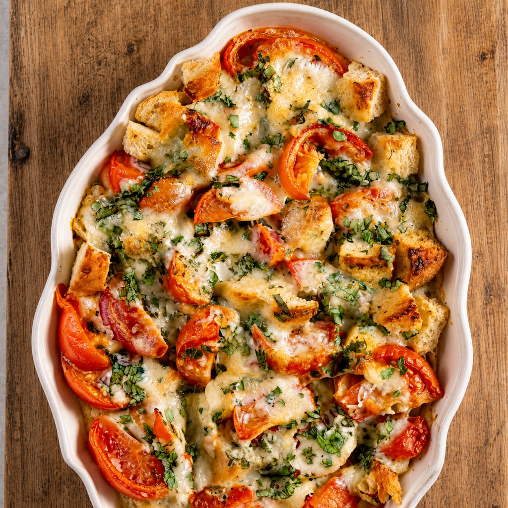 Savory Tomato Bread Pudding