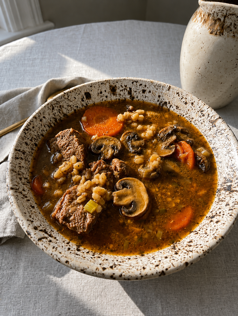 Beef Barley Mushroom Soup