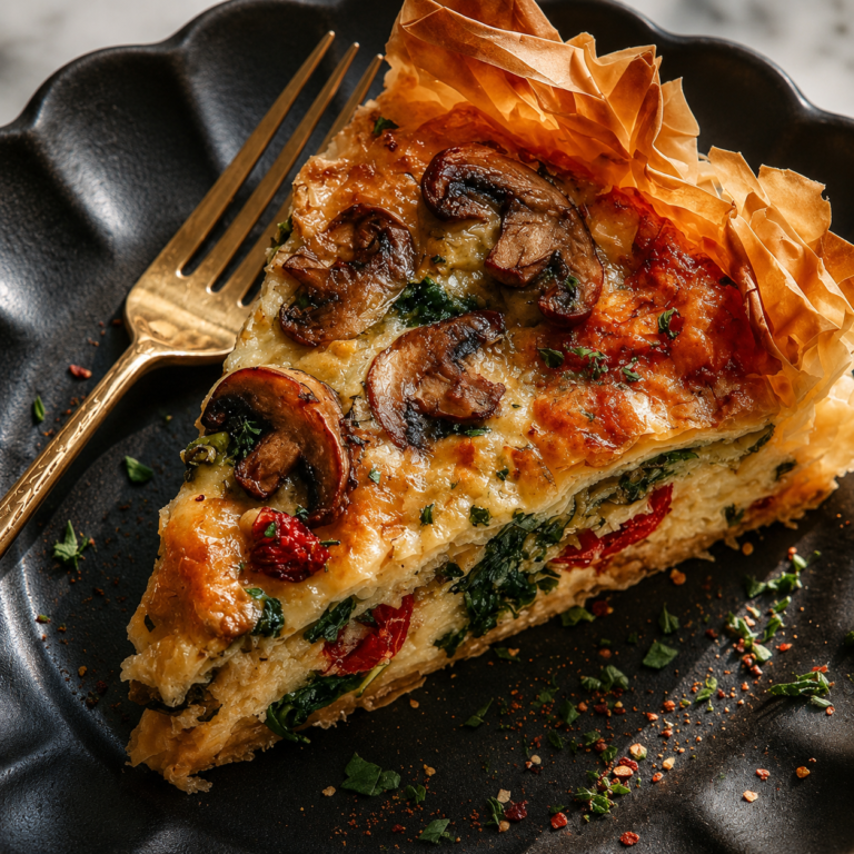 Spinach Mushroom Filo Pie