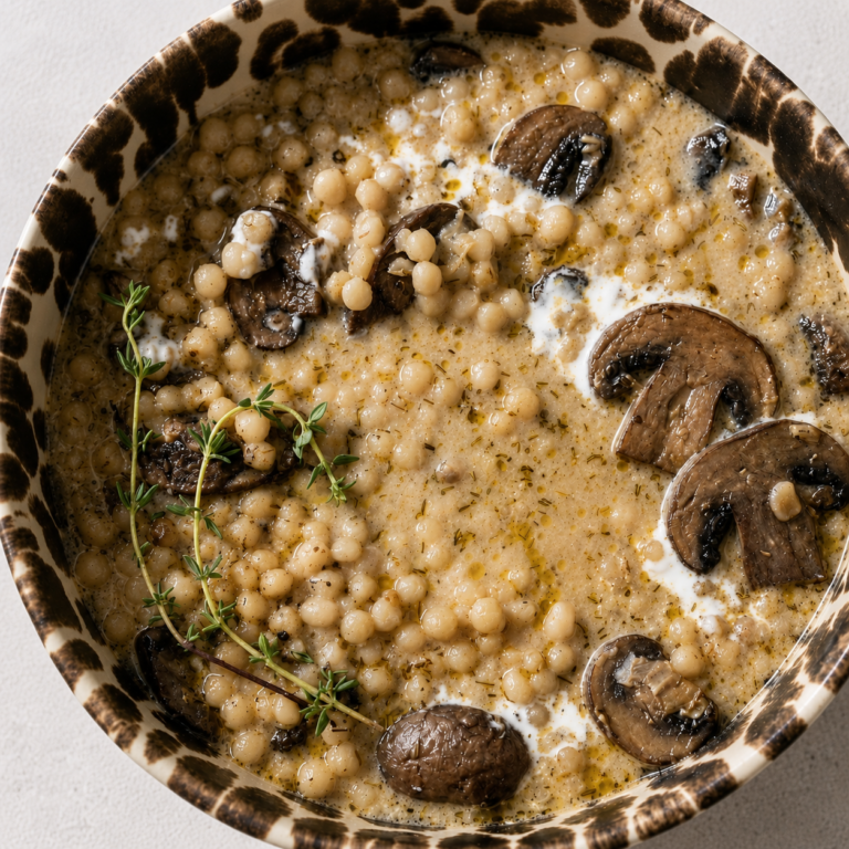Creamy Mushroom & Pearl Couscous Soup