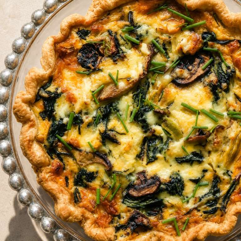 Mushroom Leek Cheddar Quiche